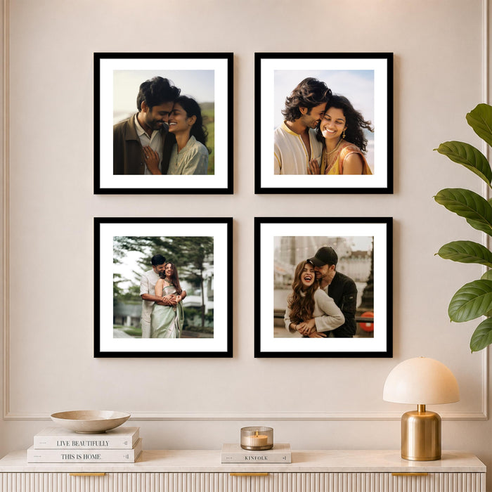 Wooden Photo Frame for living room, Aesthetic Cave Design Photo Frames for Photograph, Art Work, Certificates Set of 4
