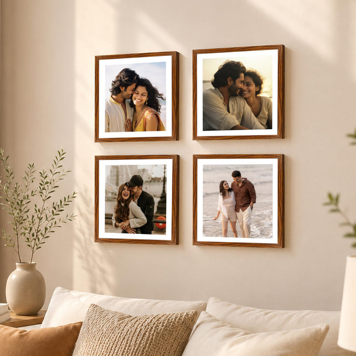 Wooden Photo Frame for living room, Aesthetic Cave Design Photo Frames for Photograph, Art Work, Certificates Set of 4