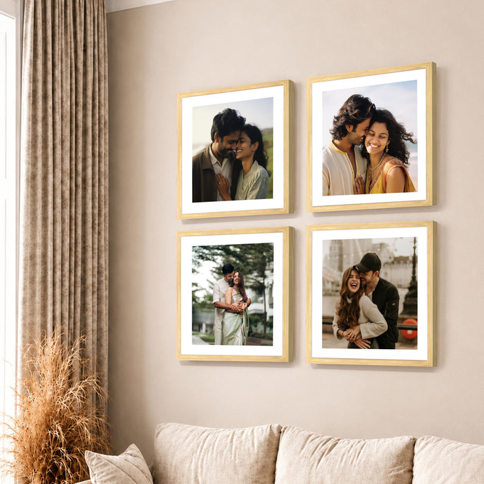 Wooden Photo Frame for living room, Aesthetic Cave Design Photo Frames for Photograph, Art Work, Certificates Set of 4