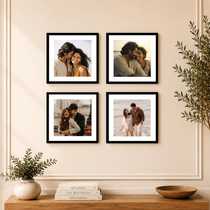 Wooden Photo Frame for living room, Aesthetic Cave Design Photo Frames for Photograph, Art Work, Certificates Set of 4