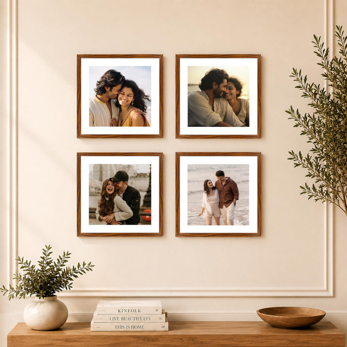 Wooden Photo Frame for living room, Aesthetic Cave Design Photo Frames for Photograph, Art Work, Certificates Set of 4