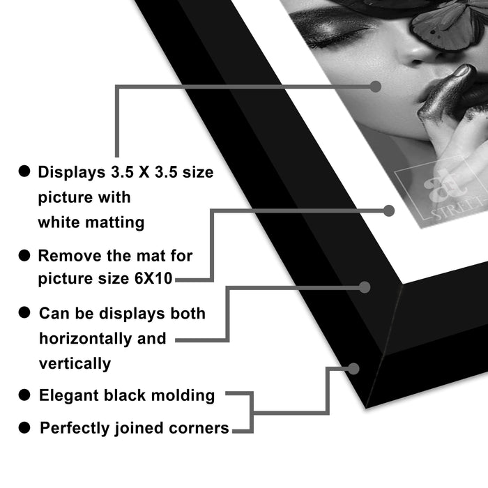 Art Street Polymer Wall Photo Frame  (Black, 1 Photo(s), Size 6x10 Inch)