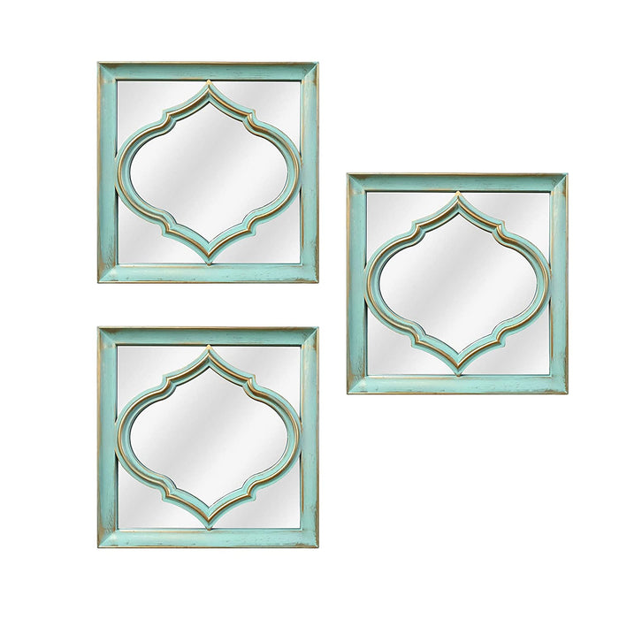Blue Square Shape Decorative Wall Mirror For Home Decoration Size-10" x 10" Inch