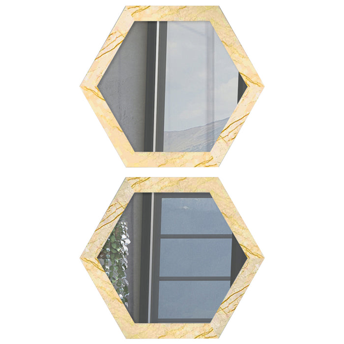 Decorative Wall Mirror Set of 2 Hexagon Shape for Home Decoration & Wall Decoration, Size-16.5x14.5 Inches