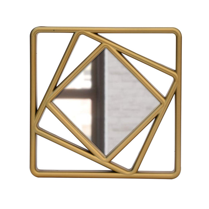 Golden Square Shape Decorative Wall Mirror For Home Decoration Size-10" x 10" Inch