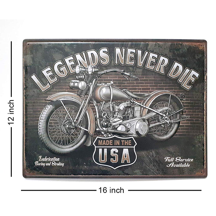 Legends Never DIE Motorcycle USA Poster Metal Plaques Tin Sign