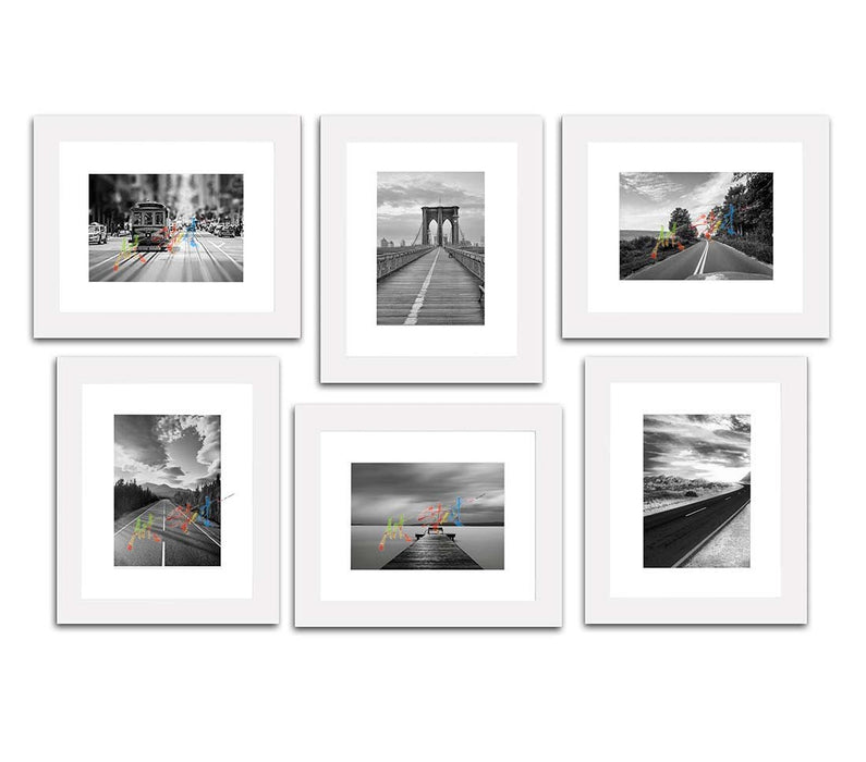 Art Street Decorative Premium Set of 6 Individual Wall Photo Frame (6 X 8  Picture Size matted to 4 x 6) - White