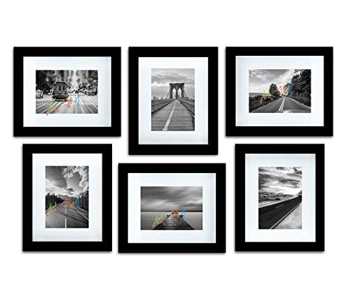 Art Street Decorative Premium Set of 6 Individual Wall Photo Frame (6" X 8" Picture Size matted to 4" x 6") - White