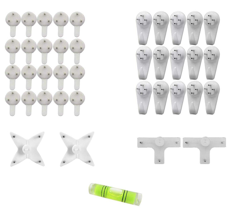 Hard Plastic White Set Of 39 Seamless Nail For Photo Frame Hooks Hangers With Leveler