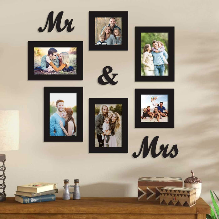 Premium Black photo frames for wall ,living room ,Gift - Set of 6 ( Size 5x5, 5x7 inches )