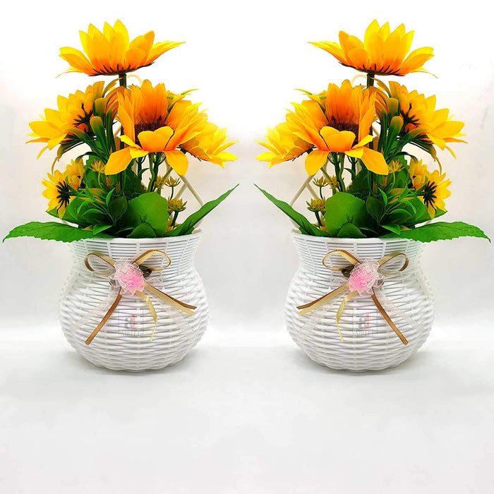 Artificial Sun Flower Plant Set of 2  With Pot For Wall Hanging.