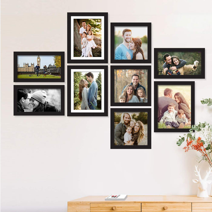 Set of 9 Individual Wall Photo Frame, For Home Decor ( Size- 6x10, 8x8, 8x10 inches )