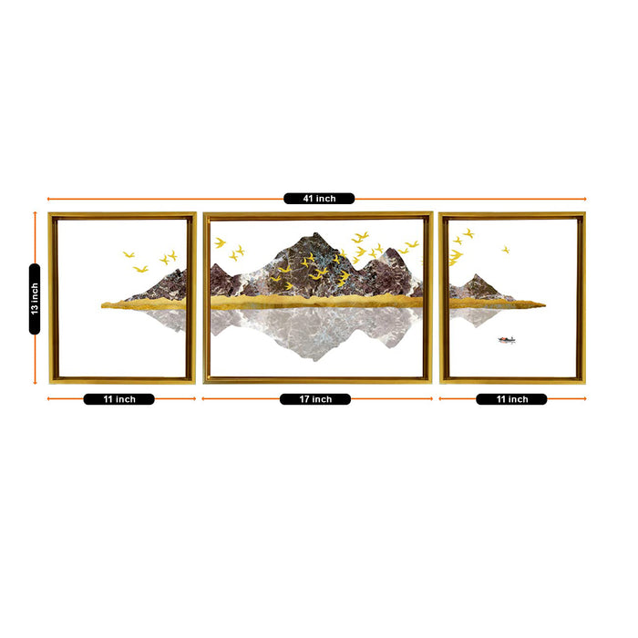 Picture Square Beautiful Mountains canvas set of 3 size