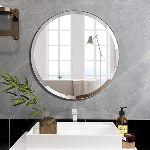 Modern Frame-Less Glass Mirror For Home & Office Decor Size - 17 x 17 Inches