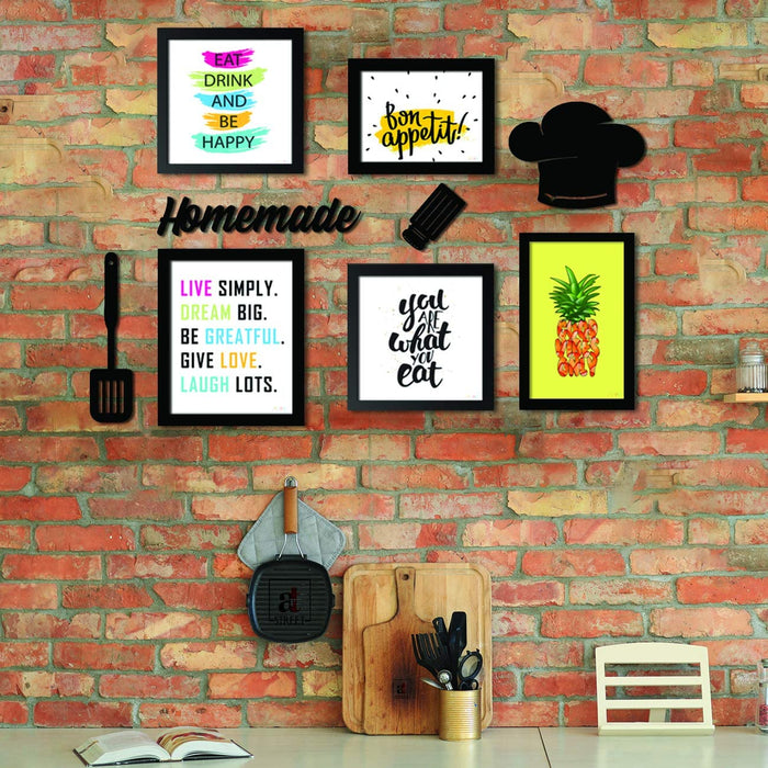 Set of 5 Wall Photo Frame/Art Prints for Dinning Table, Kitchen or Eating Area with MDF Plaque