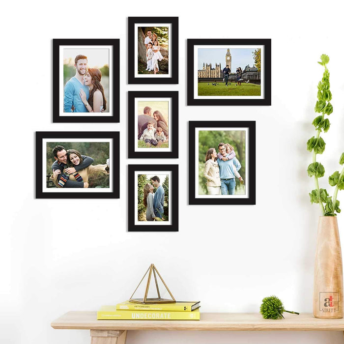 Set Of 7 Individual Black Wall Photo Frame, For Home Decor ( Size 6x8, 8x10 inches )