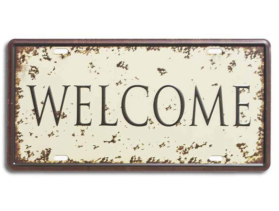 Metal Tin Sign Welcome With Printed Top, For Home & Cafe Decor Size - 6" x 12" Inch