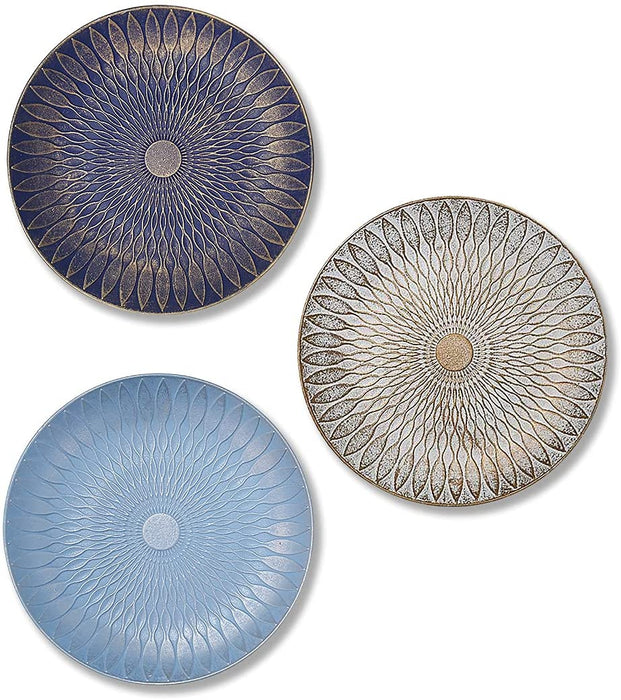 Multicolored Set of 3 MDF Decorative Wall Plates,Wall Decor Plates for Home & Office Decoration -Size-7.5x7.5 Inches