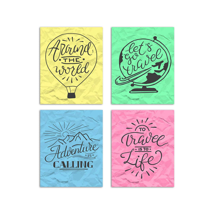 Set Of 4 Beautiful Adventure Travel Theme, Home Decor Posters Size - 12 x 16 Inch