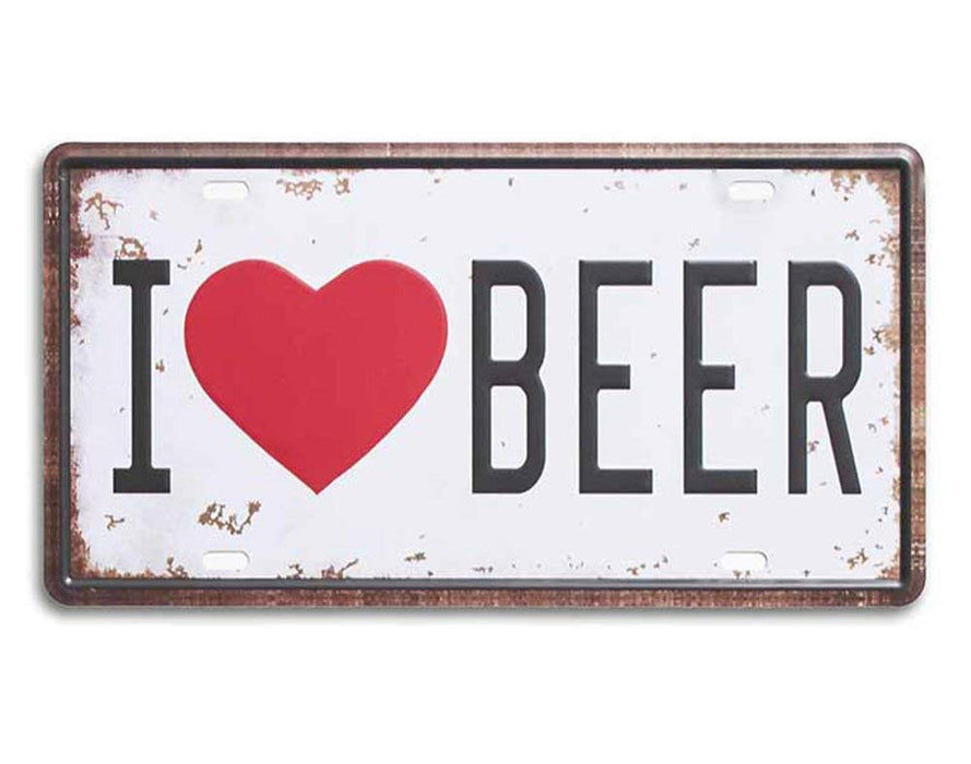 I Love Beer Metal Tin Sign - Galvanized Iron With Printed, For Bar & Restores Decor Size- 6" x 12" Inch