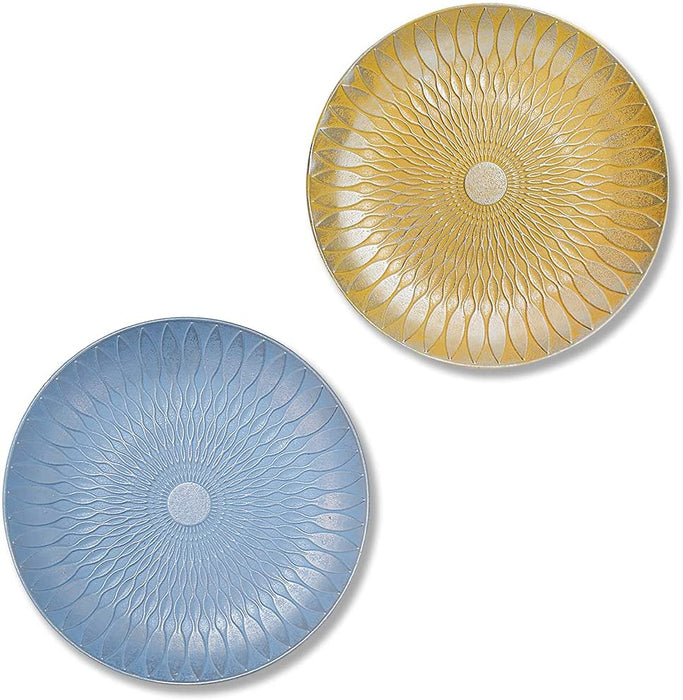 Blue & Golden Set of 2 MDF Decorative Wall Plates,Wall Decor Plates for Home & Office Decoration -Size-7.5x7.5 Inches