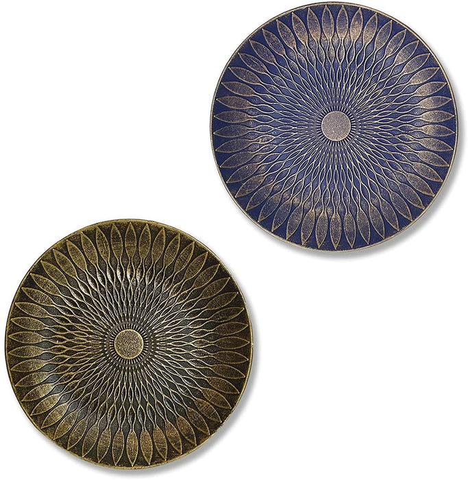 Blue & Black Set of 2 MDF Decorative Wall Plates, Wall Décor Plates for Home & Office Decoration -Size-7.5x7.5 Inches