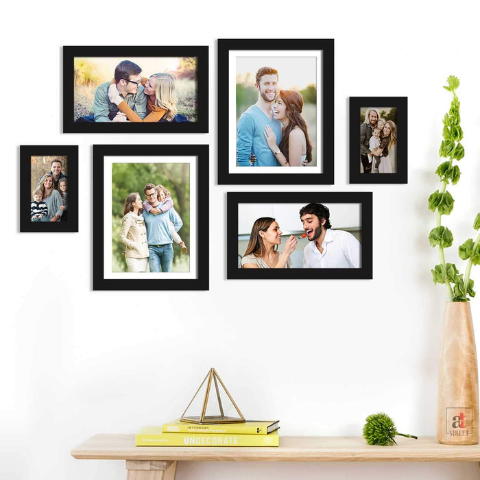 Set Of 6 Black  Individual Wall Photo Frame, For Home Decor ( Size 4x6, 6x10, 8x10 inches )