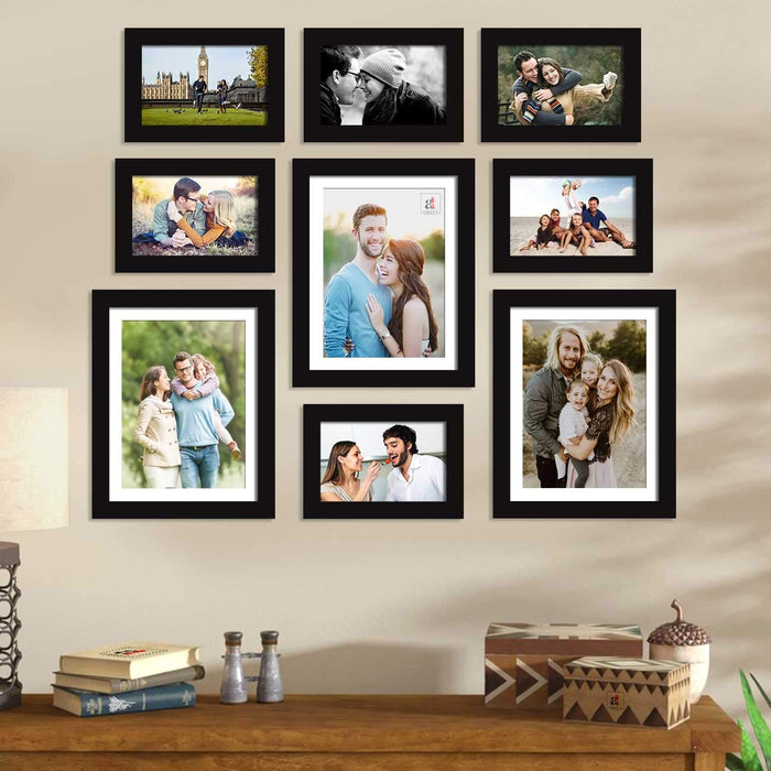 Set Of 9 Black Wall Photo Frame, For Home & Office Decor ( Size 5x7, 8x10 inches )