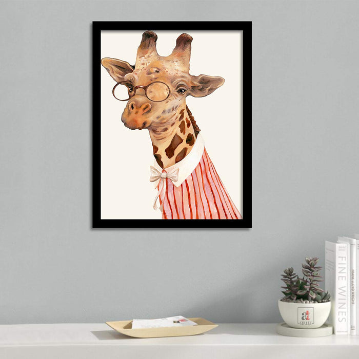 Funny Giraffe Theme Framed Art Print Size - 13.5" x 17.5" Inch