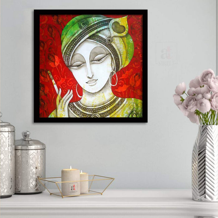 Ritwika's Abstract of Young Krishna Beautiful Face Religious Painting With  Synthetic Black Frame Digital Wall Art For Home & Office Decor, Size 9.5 x  13.5, Set of 1 (Multi Colour) : Amazon.in: