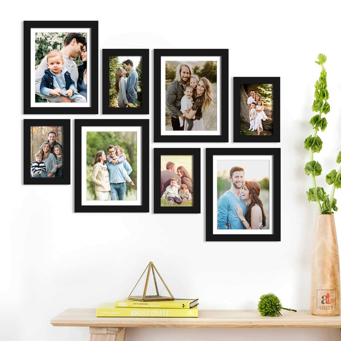 Set Of 8 Black Wall Photo Frame, For Home & Office Decor ( Size 5x7, 8x10 inches )