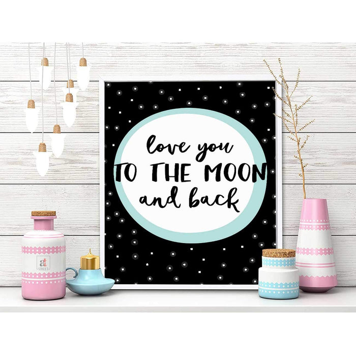 Love You The Moon and Back Theme Framed Canvas Art Print,.