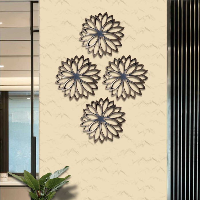 Common Sunflower Decorative Plastic Plate Wall Décor, Wall Hanging Carved Decal for Home Décor, Living Room & Bedroom (Set of 4, 10 x 10 Inches)