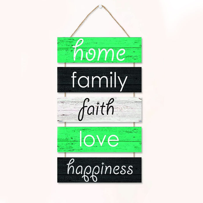5 Pieces Family Quotes Wall Sign Home Family Faith Love Happiness Printed Wood Sign Farmhouse Style Entryway Sign Plaque