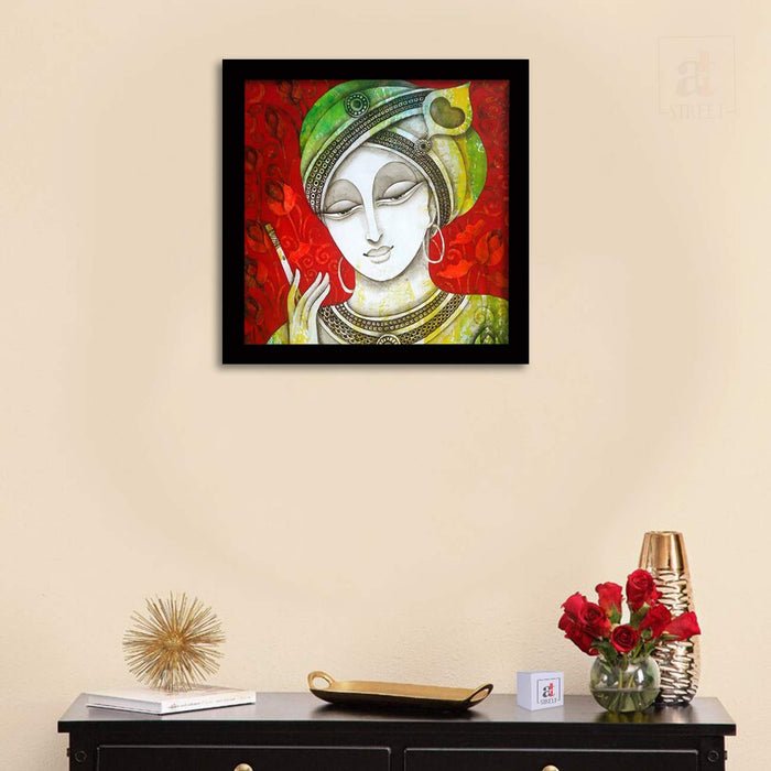 Shri Krishna Framed Painting, 1 Framed Art Print For Wall Decor Size - 13 x 13 Inch