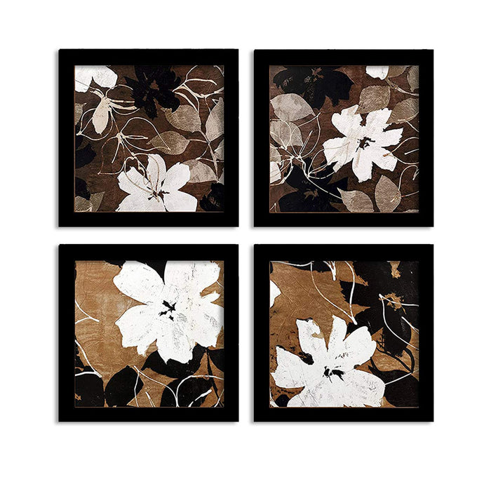 Flower Set Of 4 Black Framed Art Prints Size - 9 x 9 Inch