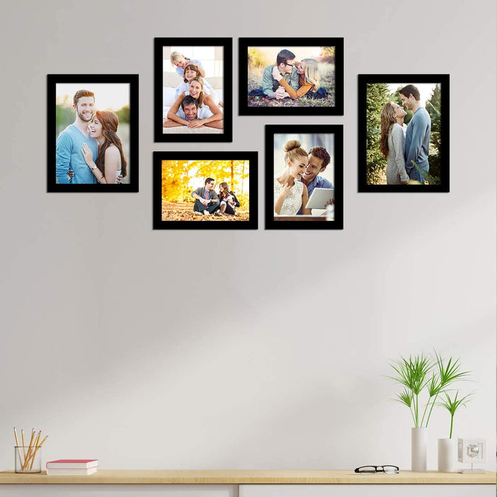 Photo Frame Set of 6 Black Picture Frame For Home Decoration Size -5x7, 6x8 Inches Eco Series