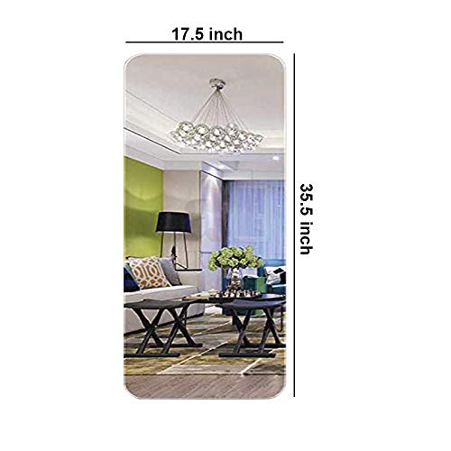 Modern Frame-Less Glass Mirror For Home & Office Decor Size - 17.5 x 35.5 Inches