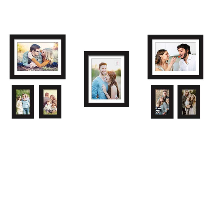 Set Of 7 Black Wall Photo Frame, For Home Decor ( Size 4x6, 8x10 inches )