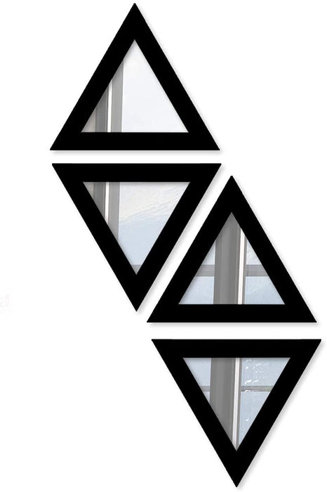 Decorative Wall Mirror Set of 4 Black Triangular Shape Wall Mirror for Wall Decoration- Size-10x10 Inch
