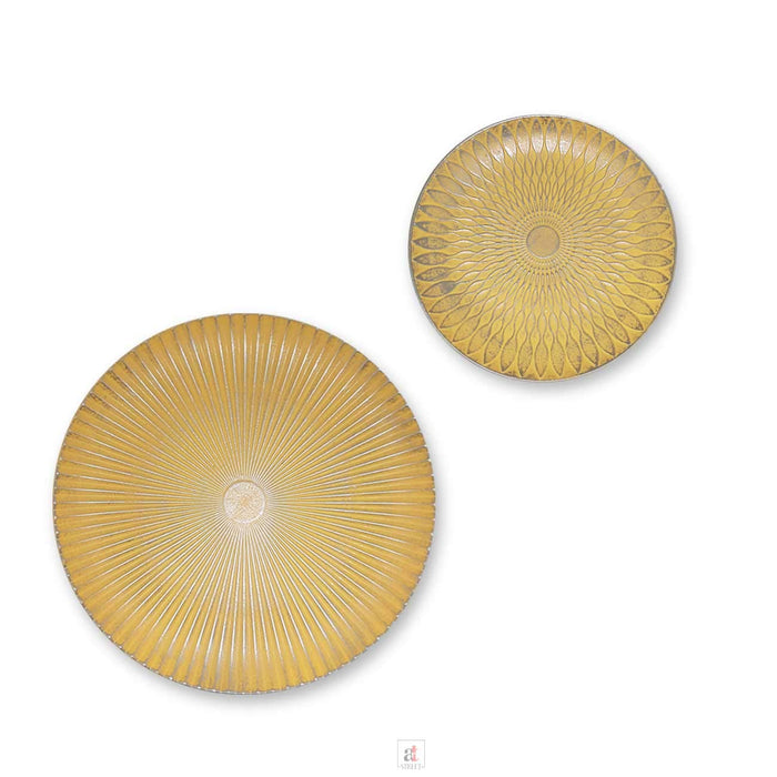 Silver Beige Color Set Of 2 MDF Decorative Wall Plates, For Home & Office - Size-11.5 x 11.5, 7.5 x 7.5 Inchs