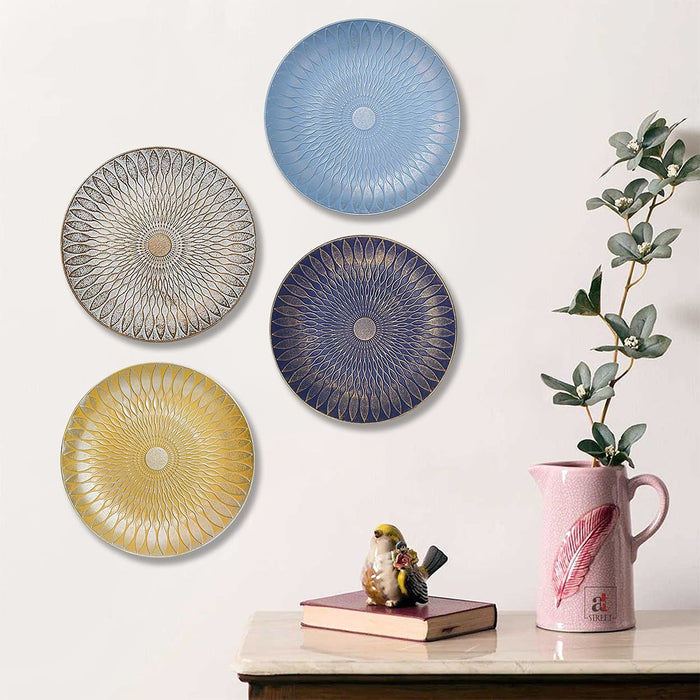 Multi-Color Set of 4 MDF Decorative Wall Plates,Wall Decor Plates for Home & Office Decoration -Size-7.5x7.5 Inches