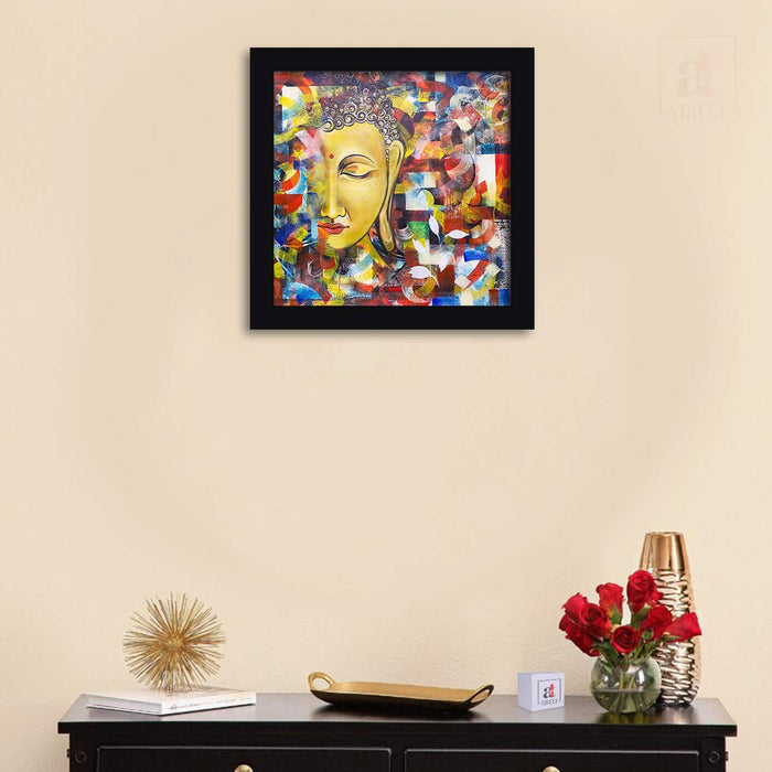 Buddha Framed Painting, 1 Framed Art Print For Wall Decor Size - 13 x 13 Inch