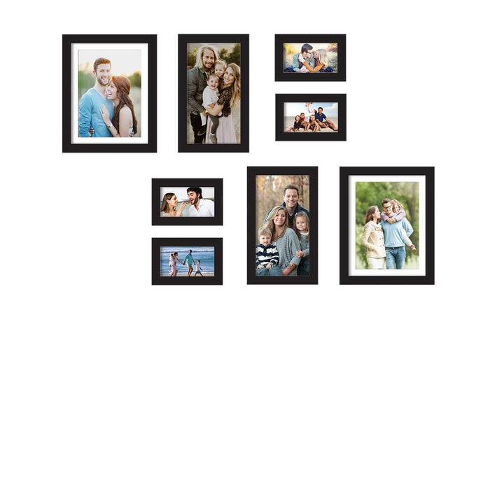 Premium Photo Frames For Wall, Living Room & Gifting - Set Of 8 ( Size 4x6, 6x10, 8x10 inches, Ph- 2513 )