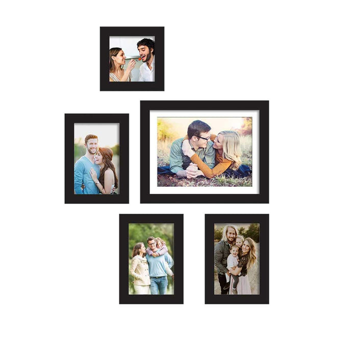 Set Of 5 Black Wall Photo Frame, For Home Decor, Size 5x5, 5x7, 8x10 inches