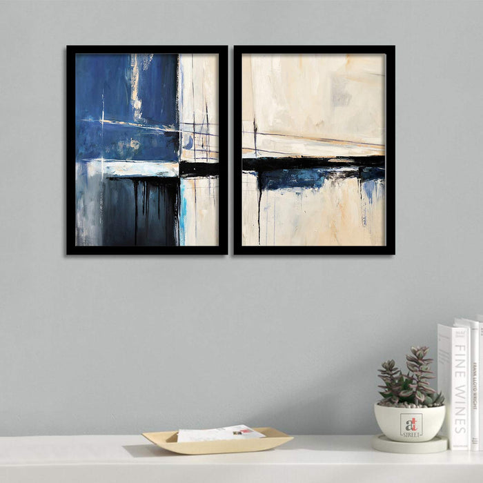 Set Of 2 Abstract Theme Art Print For Home Decor Size 13.5" x 17.5" Inch