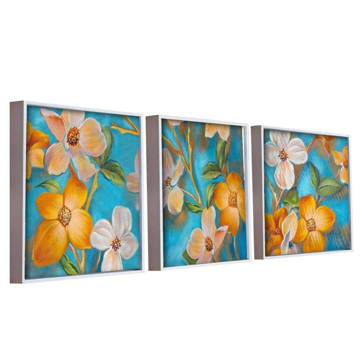 Multicolored Floral Theme Framed Canvas Art Print, For Home & Office Decor