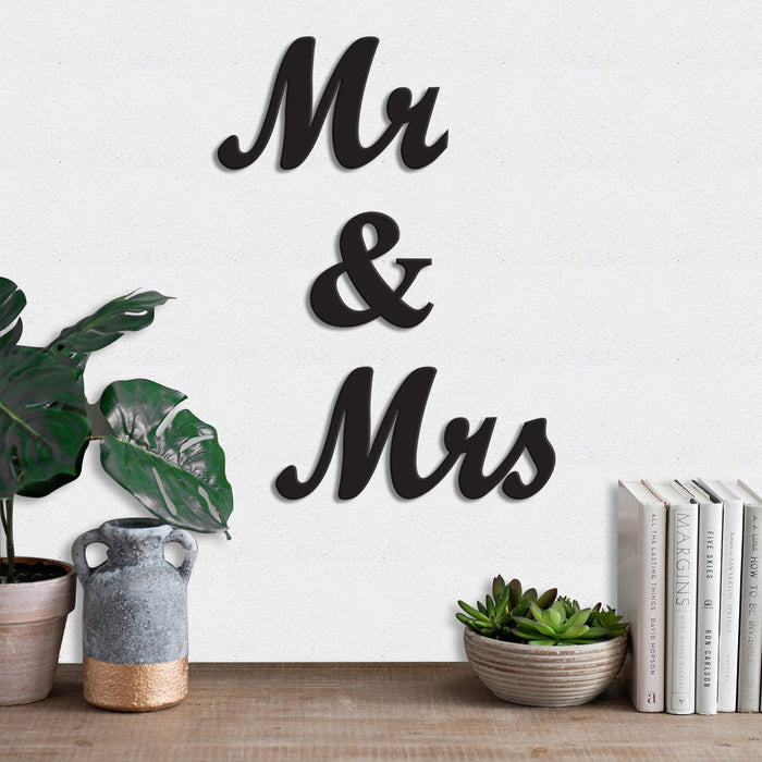 Mr. & Mrs. MDF Plaque Painted Cutout Ready To Hang For Wall Decor Size 5.5 x 11.7 Inch