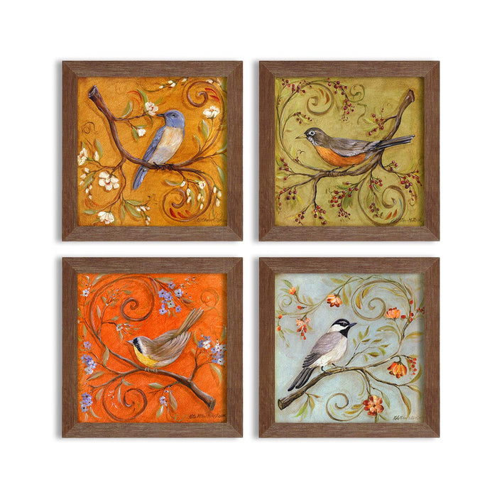 Set Of 4 Jordan Bird's Framed Art Prints For Home & Office Decor Size-9" x 9" inch
