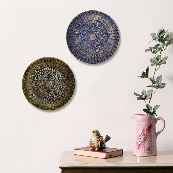Blue & Black Set of 2 MDF Decorative Wall Plates, Wall Décor Plates for Home & Office Decoration -Size-7.5x7.5 Inches